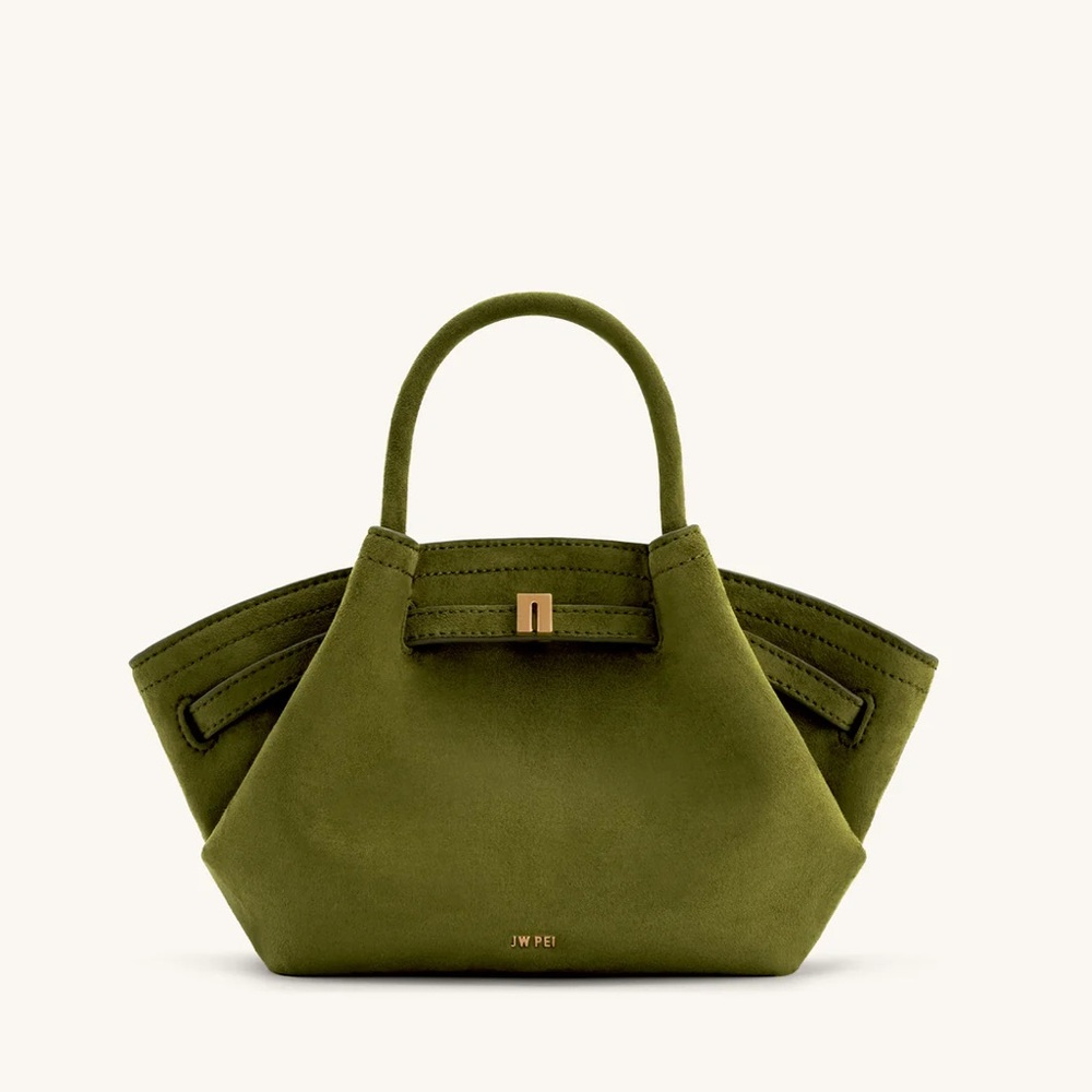 NWT JW PEI Hana Mini Faux Suede Tote Bag - Dark Olive